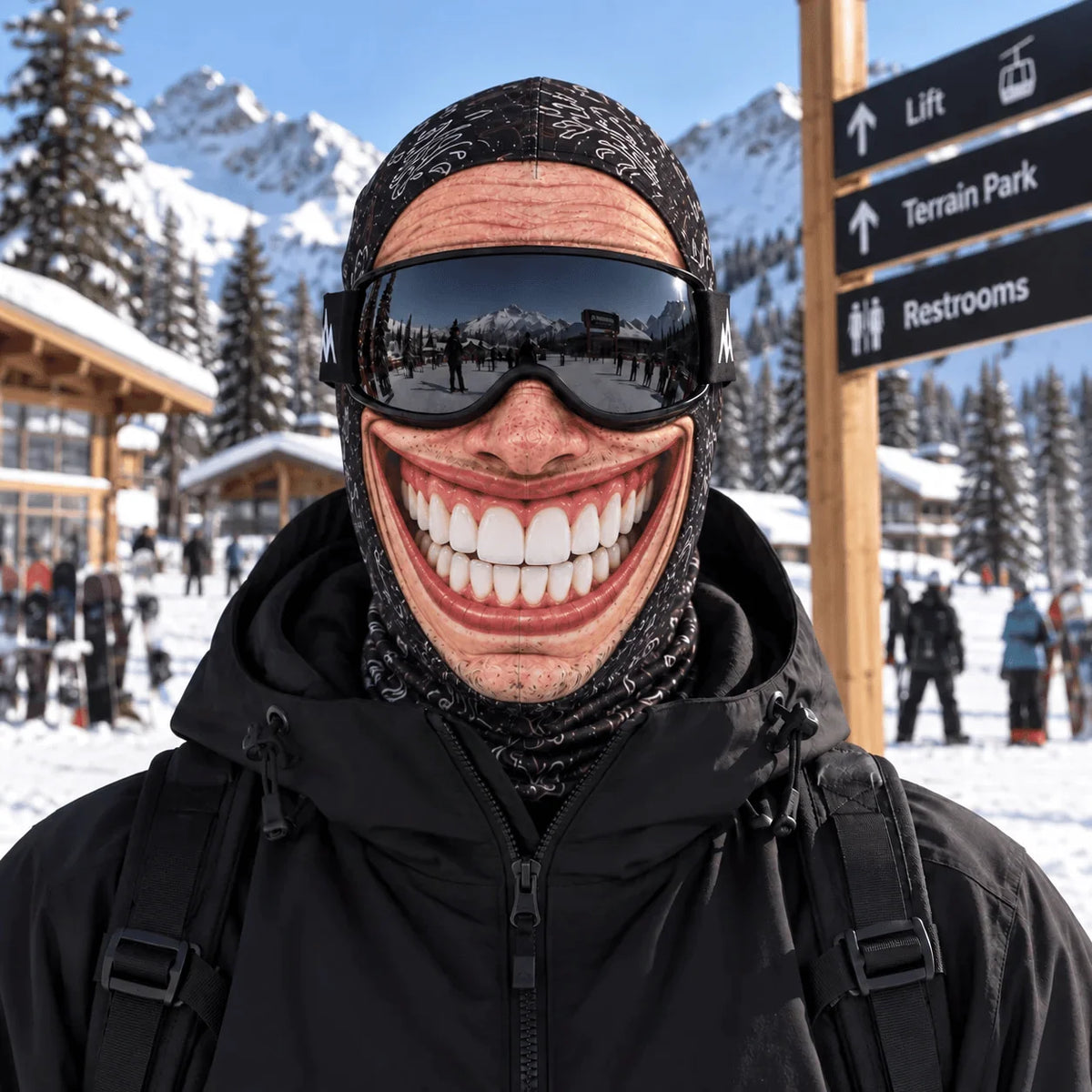 Ski Balaclava 4-Way Stretch Micro-Knit Realistic Face Graphic