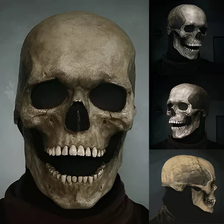 Skull Mask Full Head Coverage Movable Jaw Latex