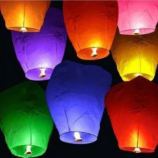 Sky Lanterns Multicolor Floating Set of 10