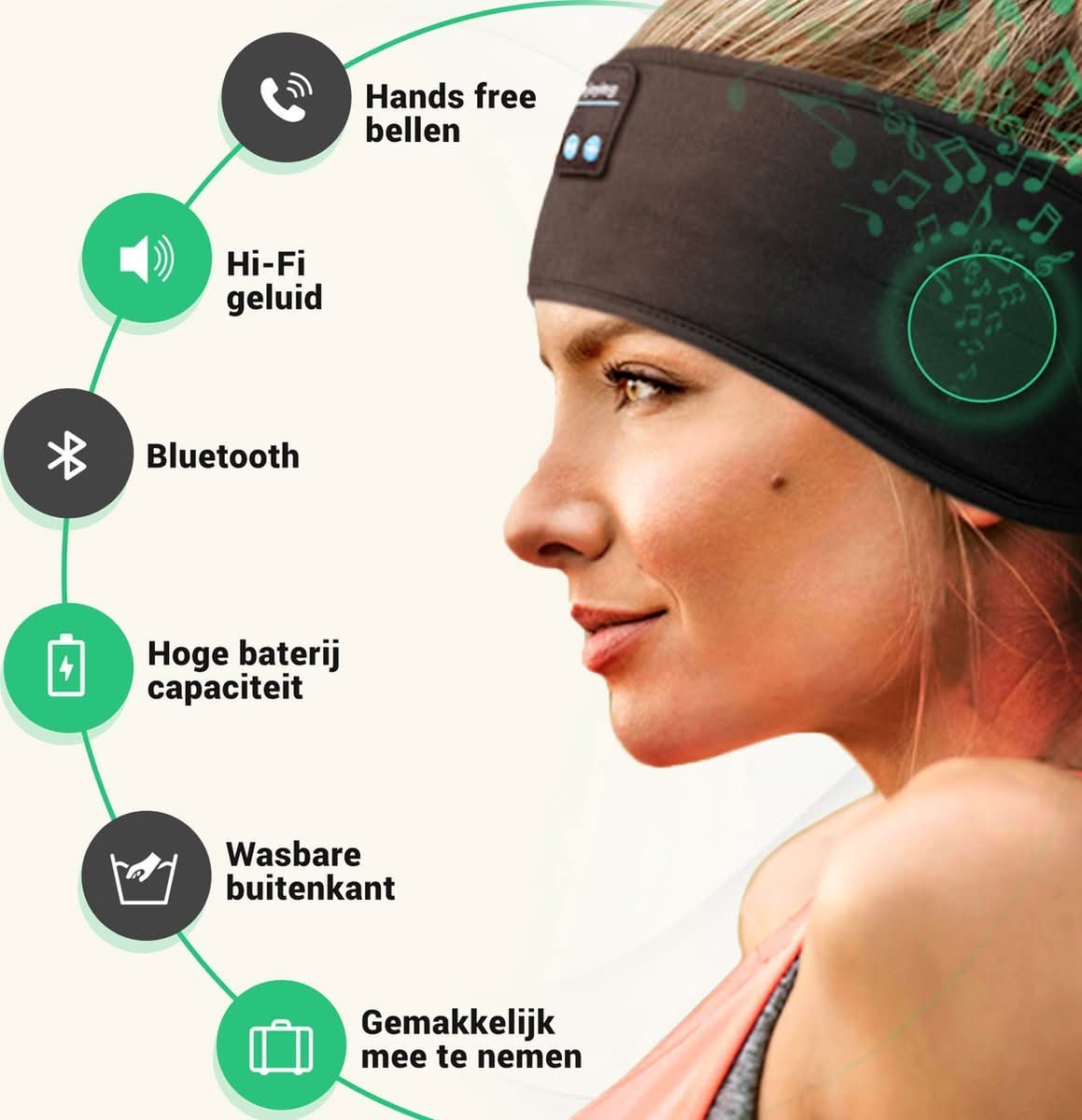 Sleep Headband Bluetooth Audio Breathable Washable 10-Hour Battery Life