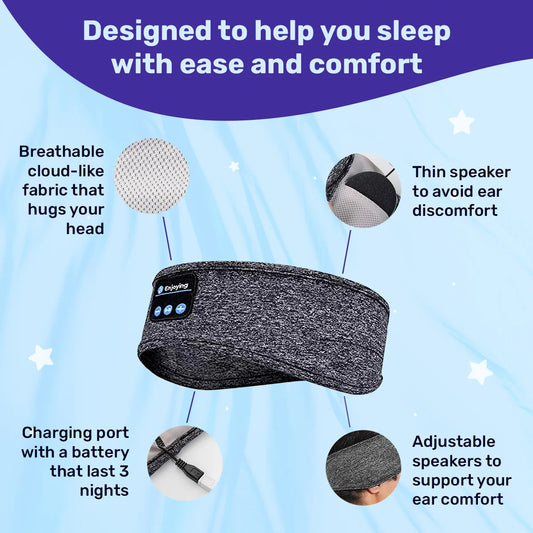 Sleep Headphones Bluetooth Flat Speakers 3-Night Battery