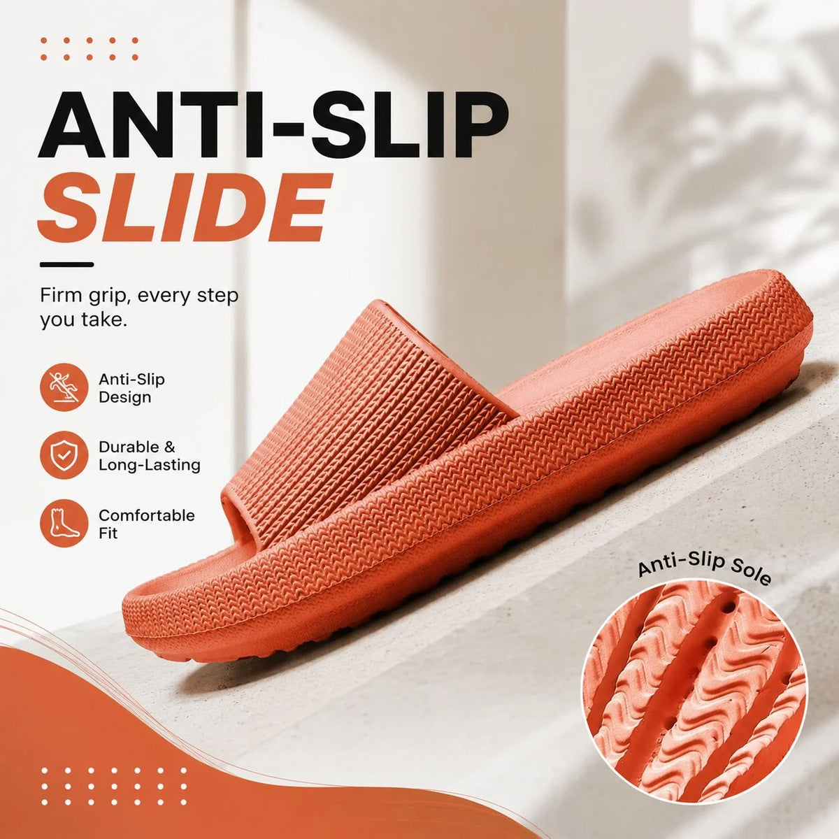 Slide Sandals Cushioned Thick EVA Foam Non-Slip Outsole