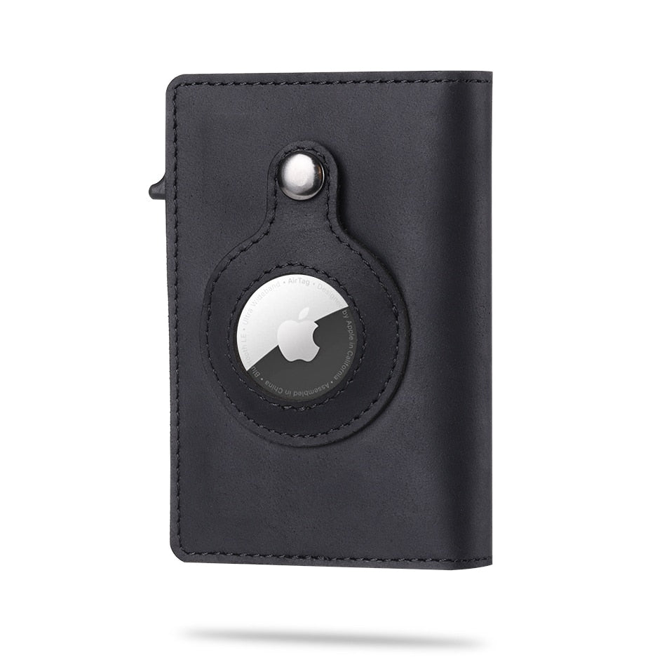 Slim Card Holder Automatic Card Eject AirTag Pocket Holds 8 Cards