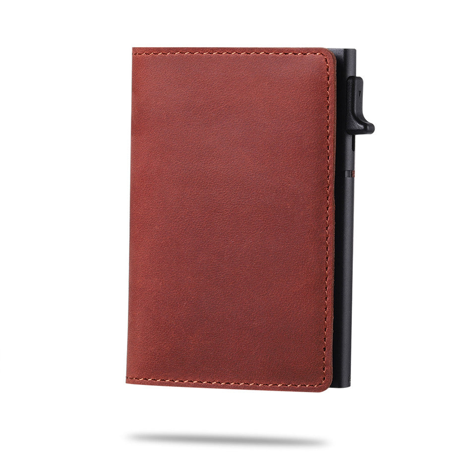 Slim Card Holder Automatic Card Eject AirTag Pocket Holds 8 Cards