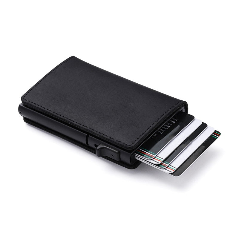 Slim Card Holder Automatic Card Eject AirTag Pocket Holds 8 Cards