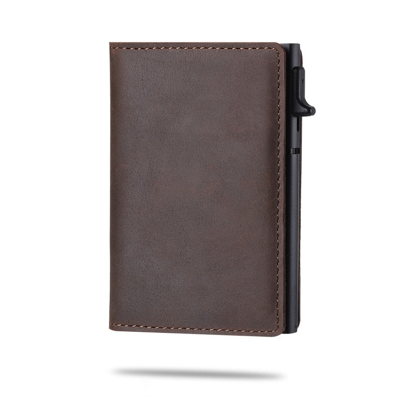 Slim Card Holder Automatic Card Eject AirTag Pocket Holds 8 Cards