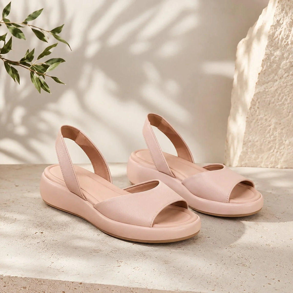 Slingback Flat Sandals Breathable Open Toe Elastic Strap