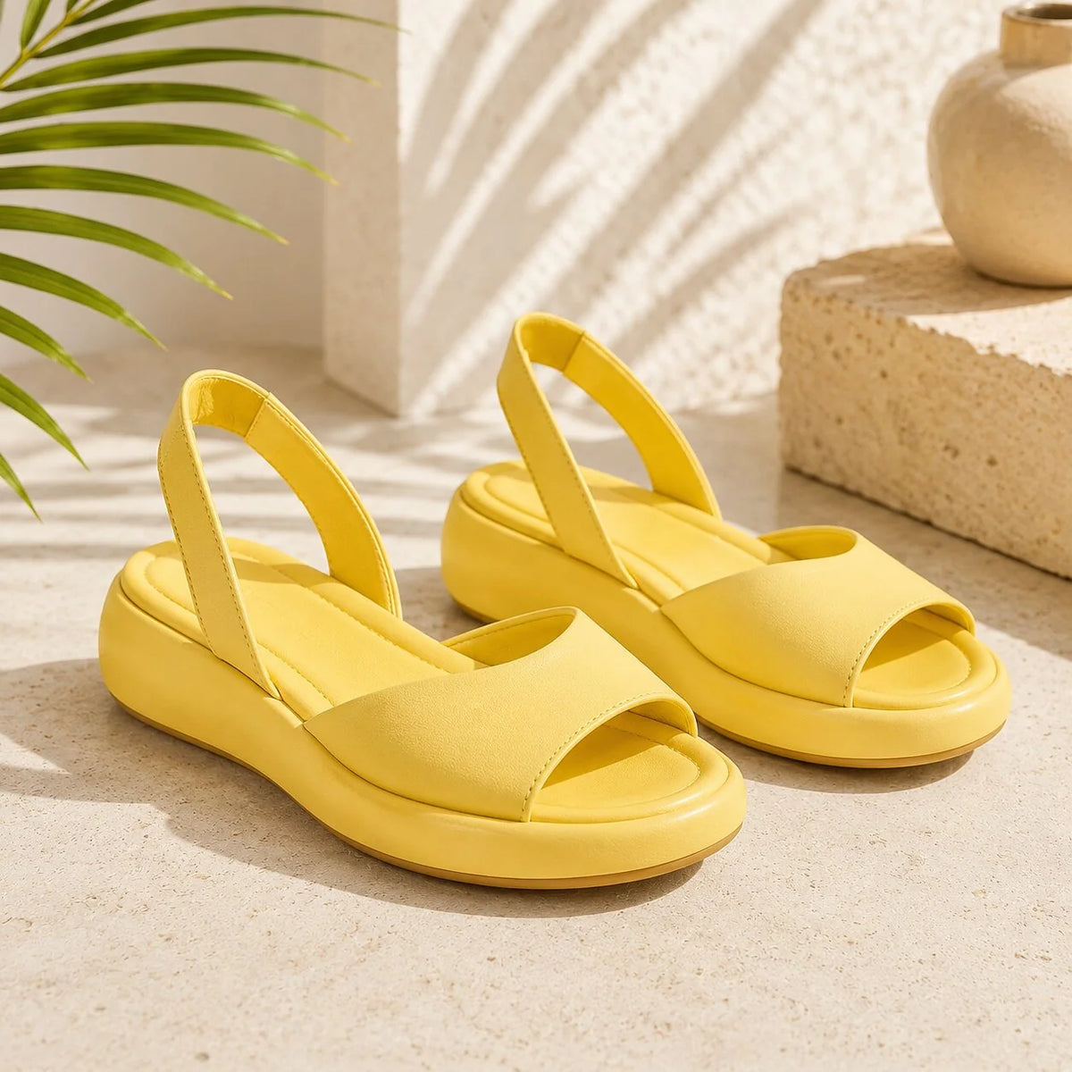 Slingback Flat Sandals Breathable Open Toe Elastic Strap