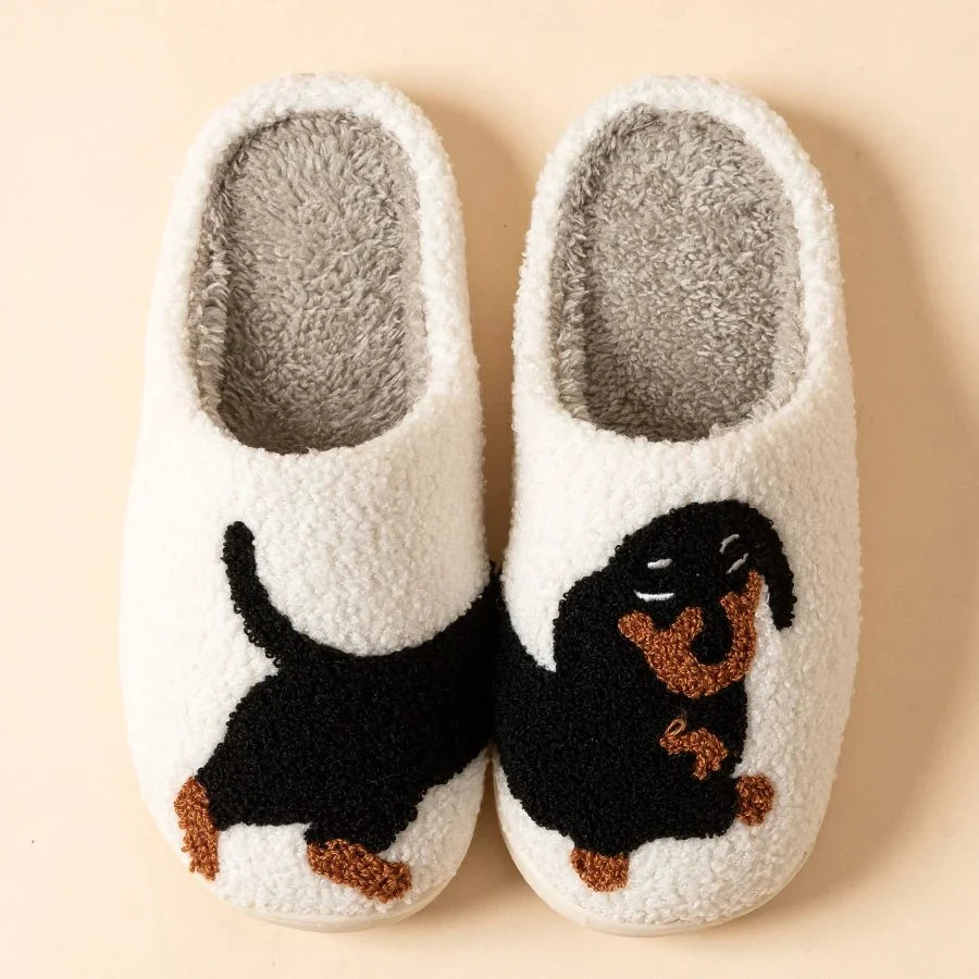 Slippers Cotton Dachshund Design Warm Indoor Comfort