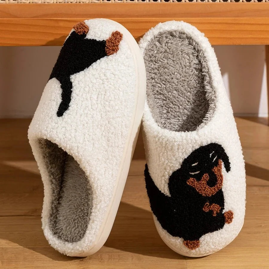 Slippers Cotton Dachshund Design Warm Indoor Comfort