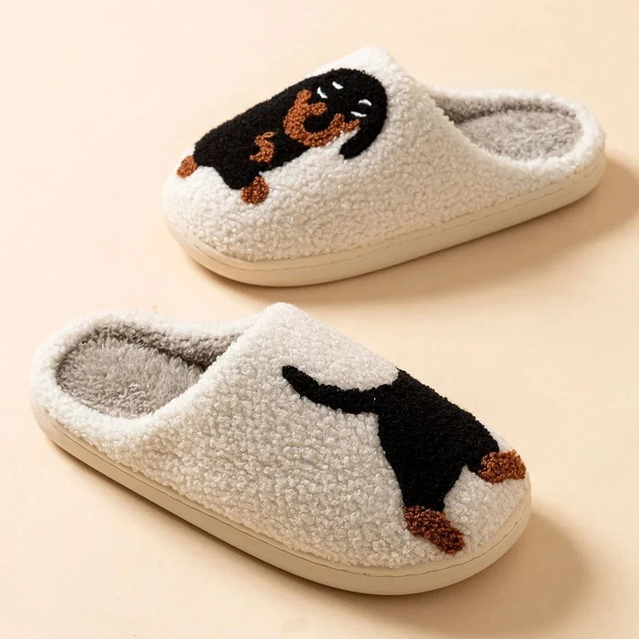 Slippers Cotton Dachshund Design Warm Indoor Comfort