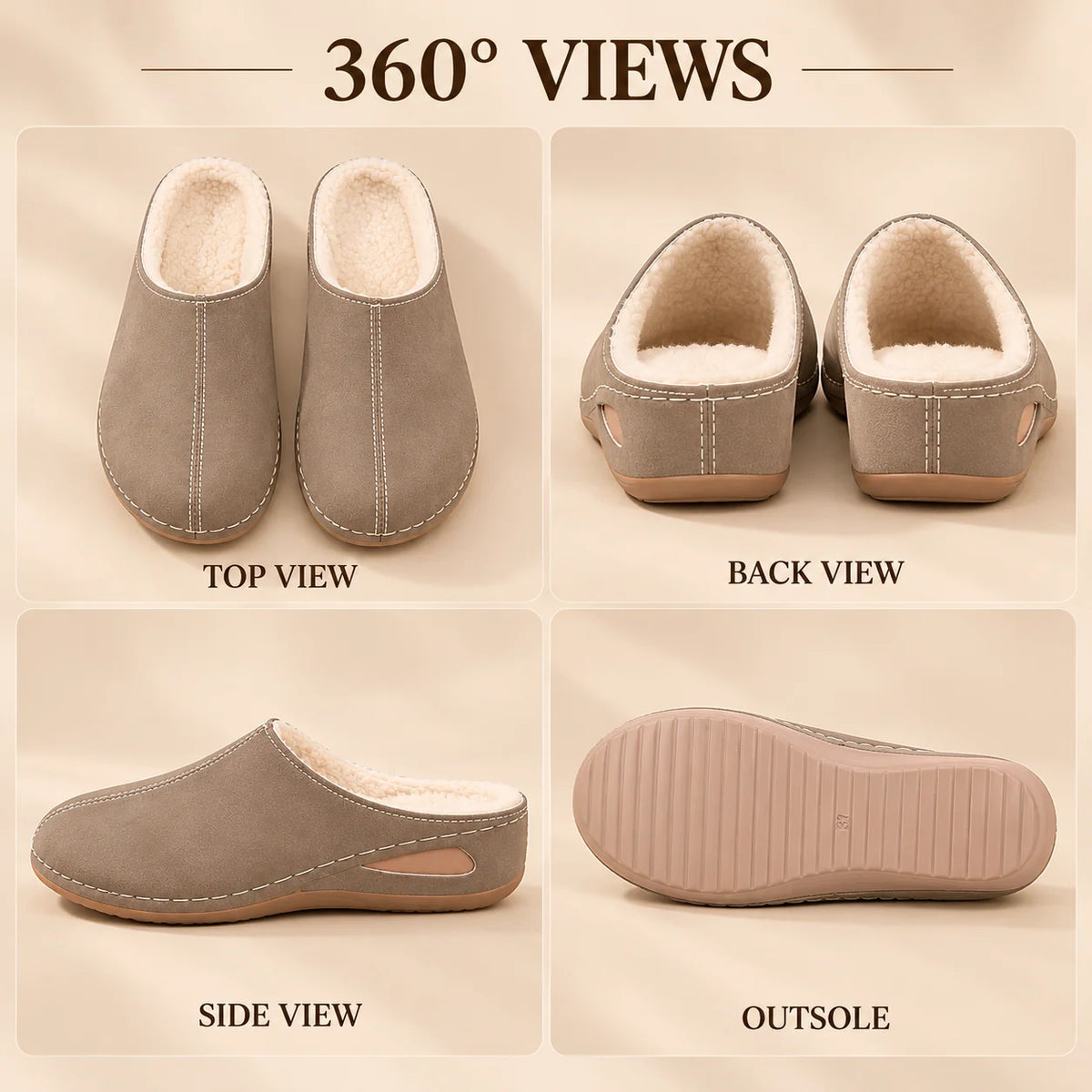 Slippers Orthopedic Arch Support Plush Lining Cushioned Sole