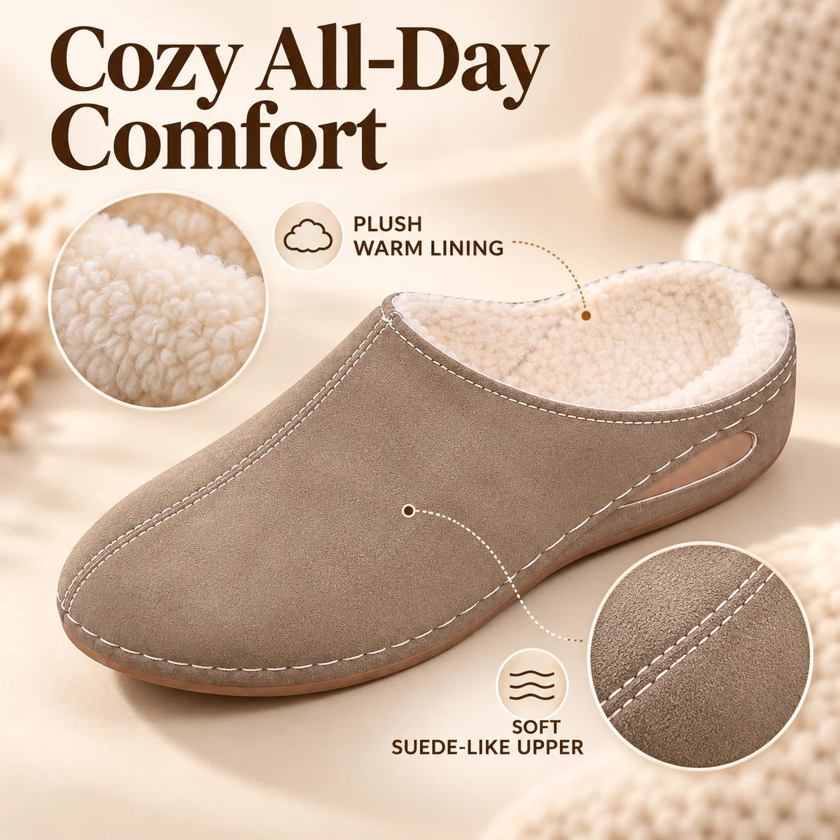 Slippers Orthopedic Arch Support Plush Lining Cushioned Sole