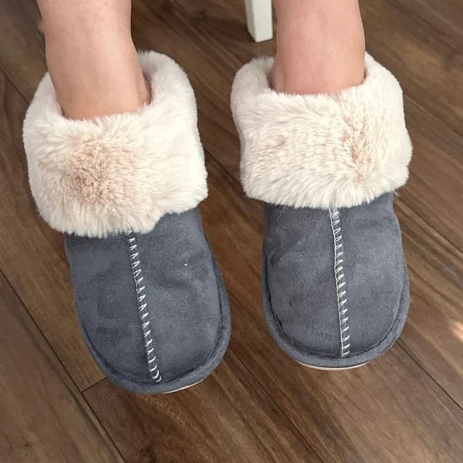 Slippers Vegan Faux Fur Upper Rubber Sole Indoor Outdoor Wear