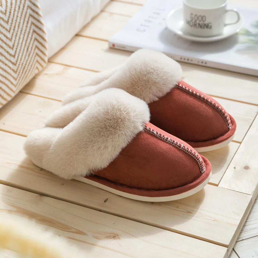 Slippers Vegan Faux Fur Upper Rubber Sole Indoor Outdoor Wear