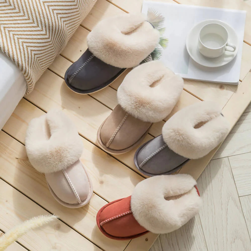 Slippers Vegan Faux Fur Upper Rubber Sole Indoor Outdoor Wear