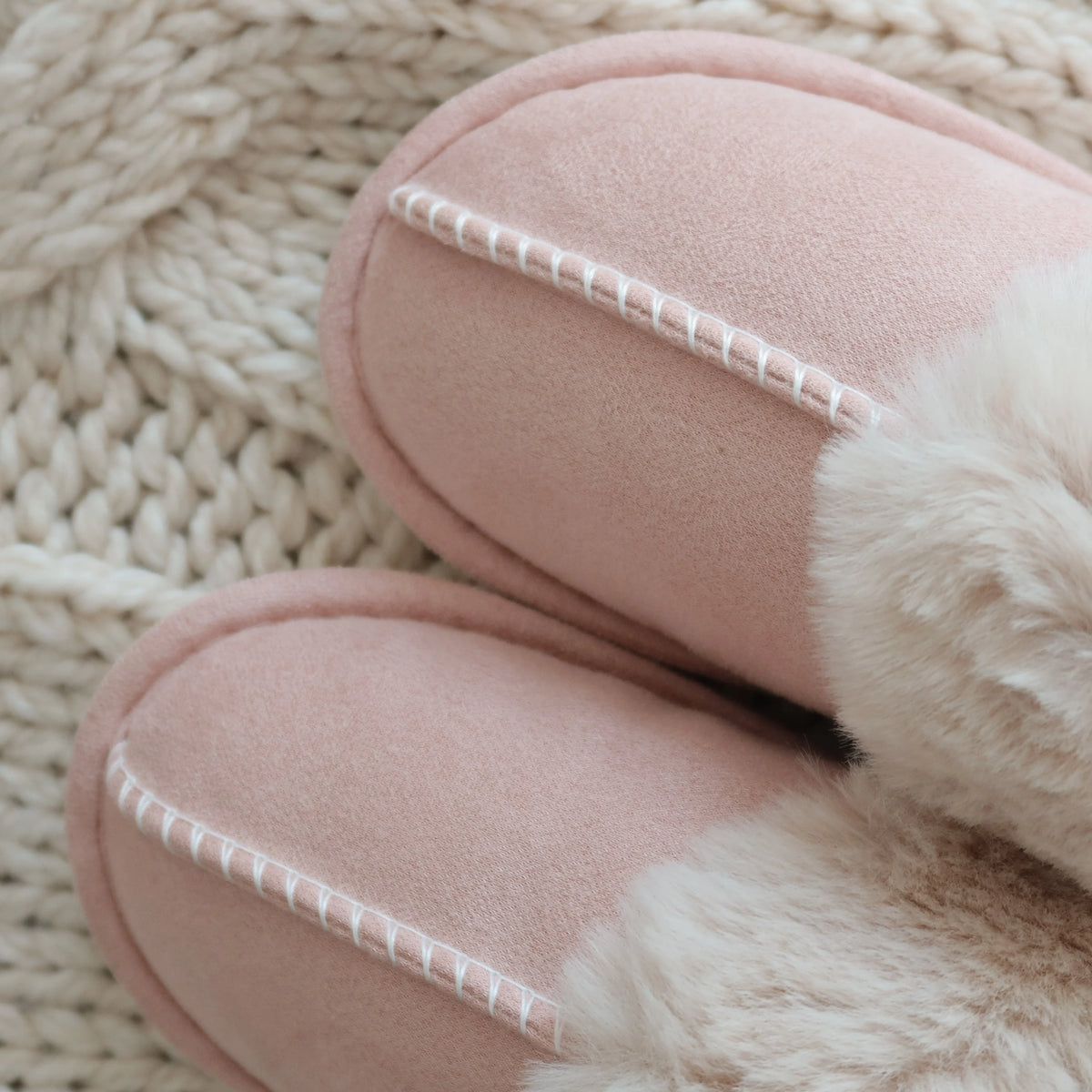 Slippers Vegan Faux Fur Upper Rubber Sole Indoor Outdoor Wear