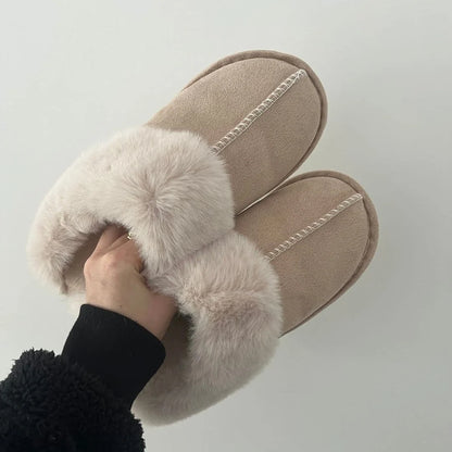 Slippers Vegan Faux Fur Upper Rubber Sole Indoor Outdoor Wear