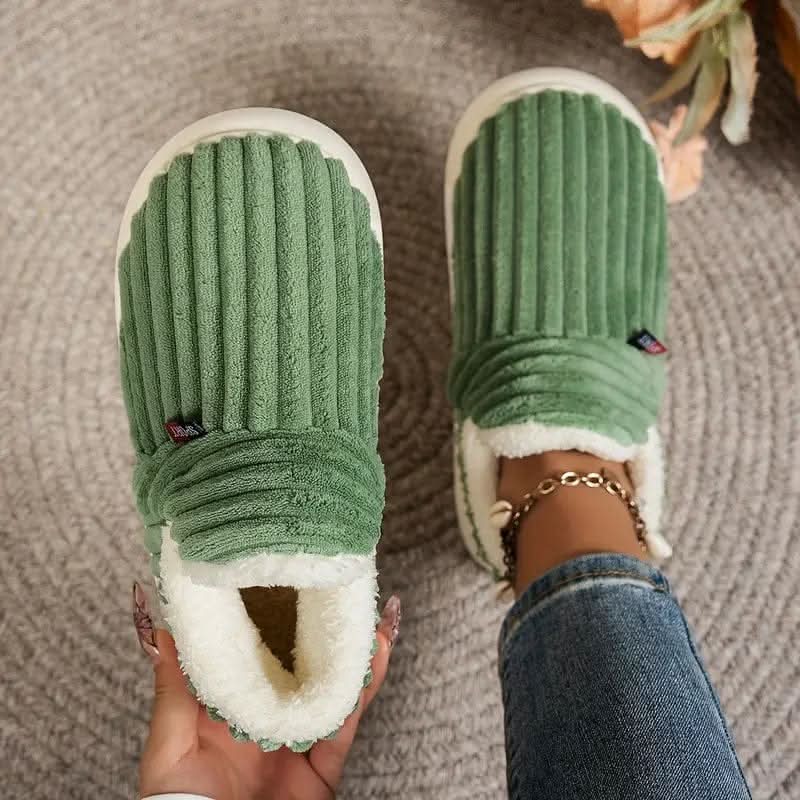 Slippers Vegan Fleece Lined Non-Slip Rubber Sole