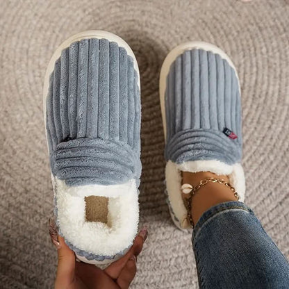 Slippers Vegan Fleece Lined Non-Slip Rubber Sole