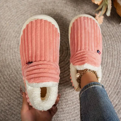Slippers Vegan Fleece Lined Non-Slip Rubber Sole
