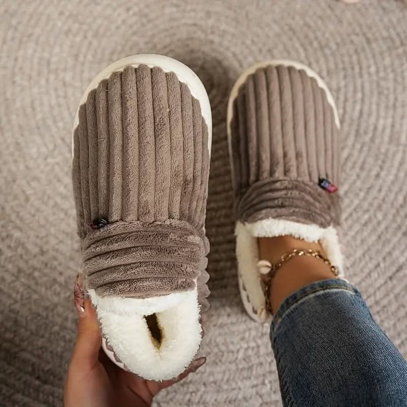 Slippers Vegan Fleece Lined Non-Slip Rubber Sole