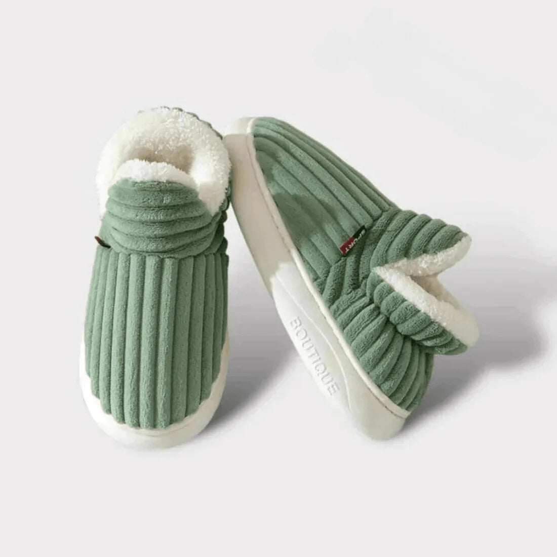 Slippers Vegan Fleece Lined Non-Slip Rubber Sole