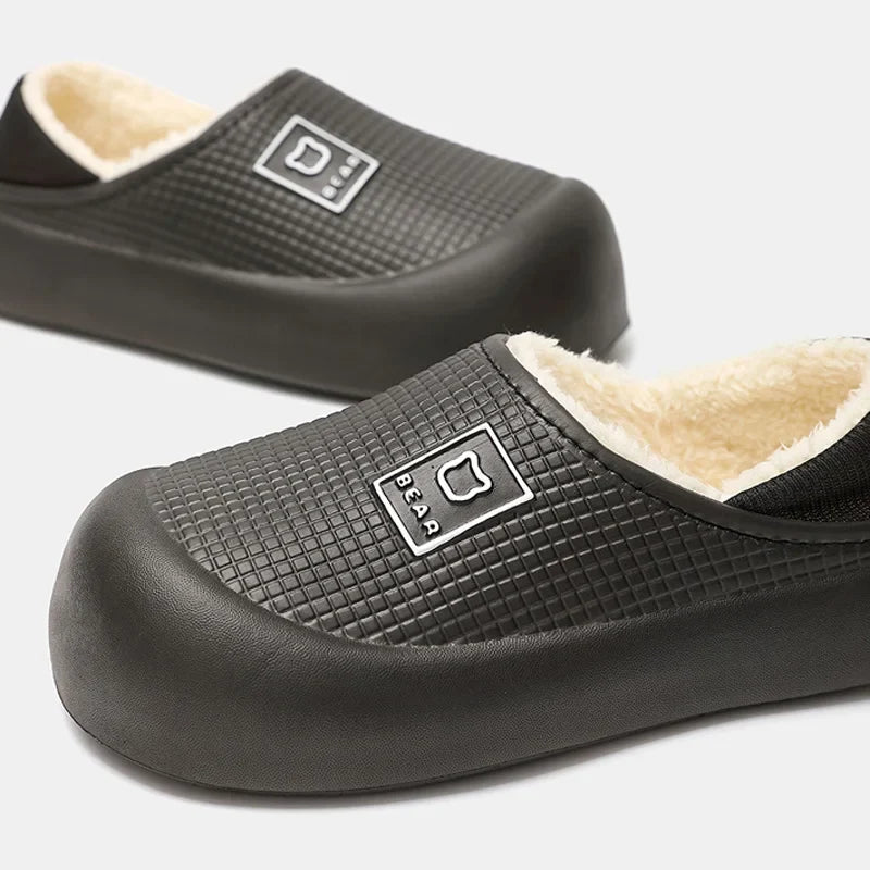 Slippers Waterproof Plush Lined Non-Slip Sole