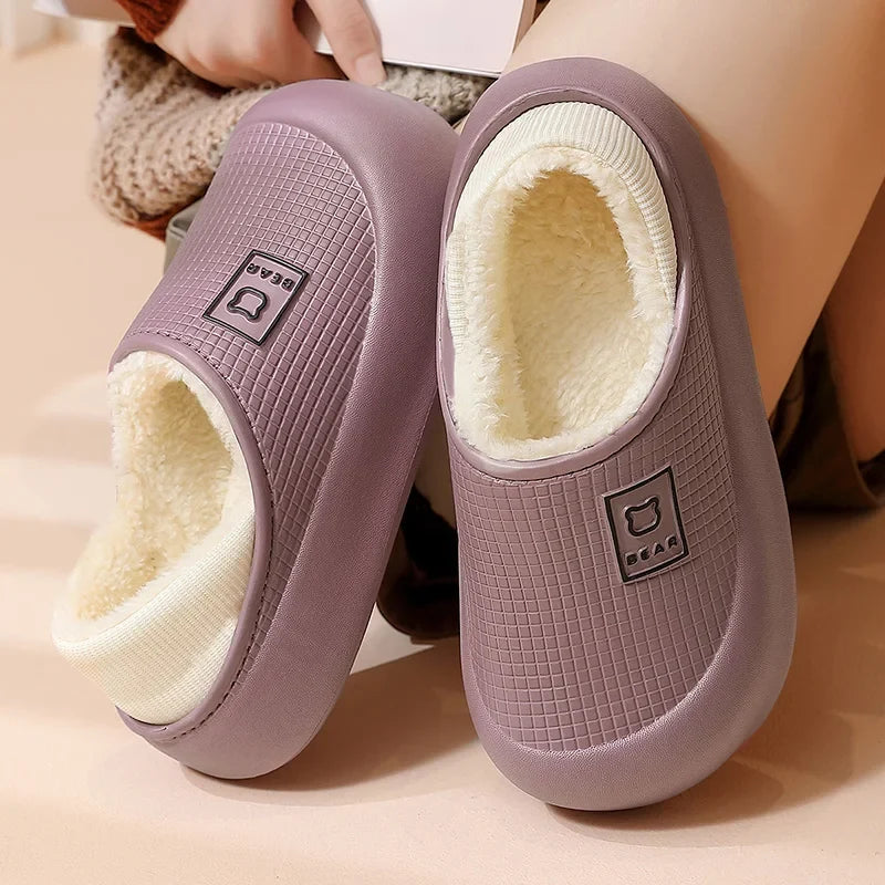 Slippers Waterproof Plush Lined Non-Slip Sole