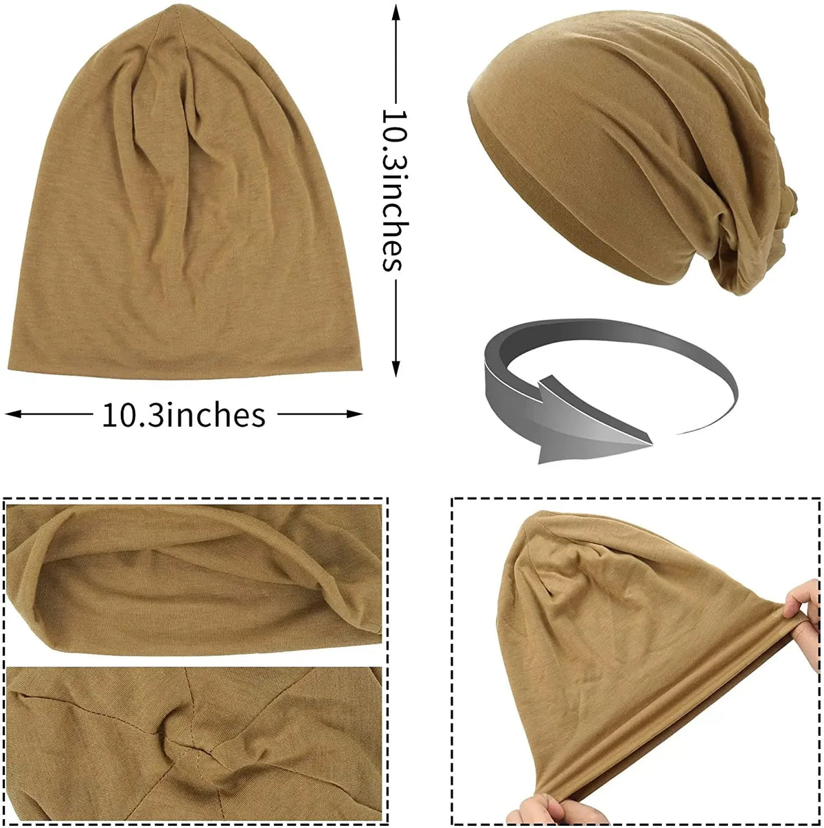 Slouch Beanie Cotton Blend Breathable Stretch Fit