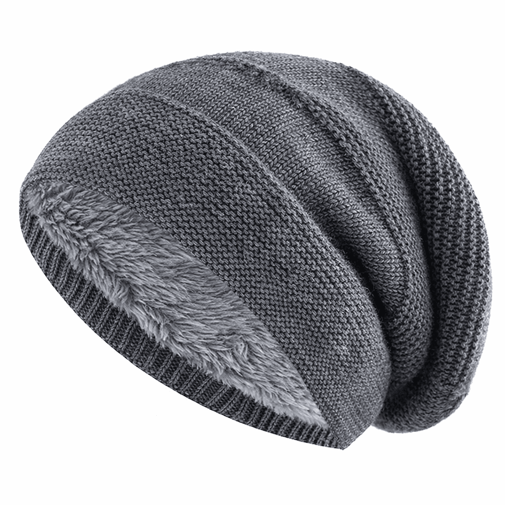 Slouchy Beanie Fleece-Lined Ribbed Cuff