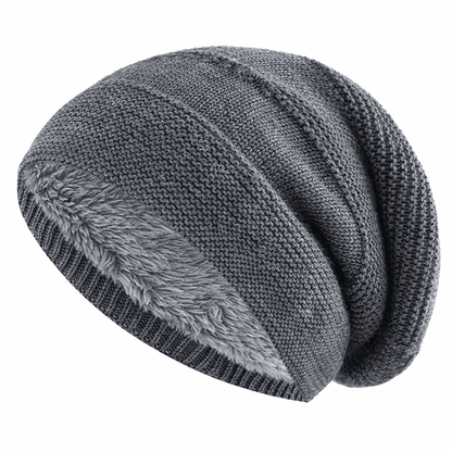 Slouchy Beanie Fleece-Lined Ribbed Cuff