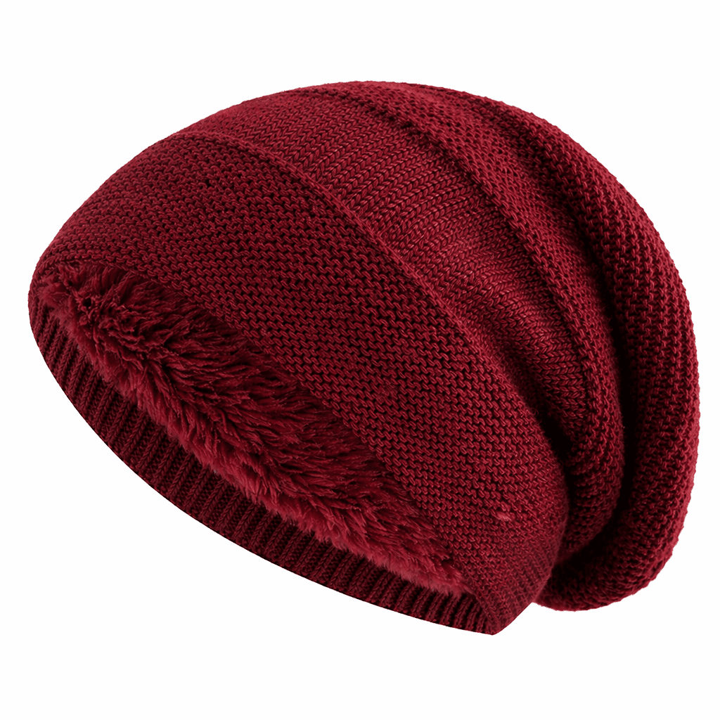 Slouchy Beanie Fleece-Lined Ribbed Cuff