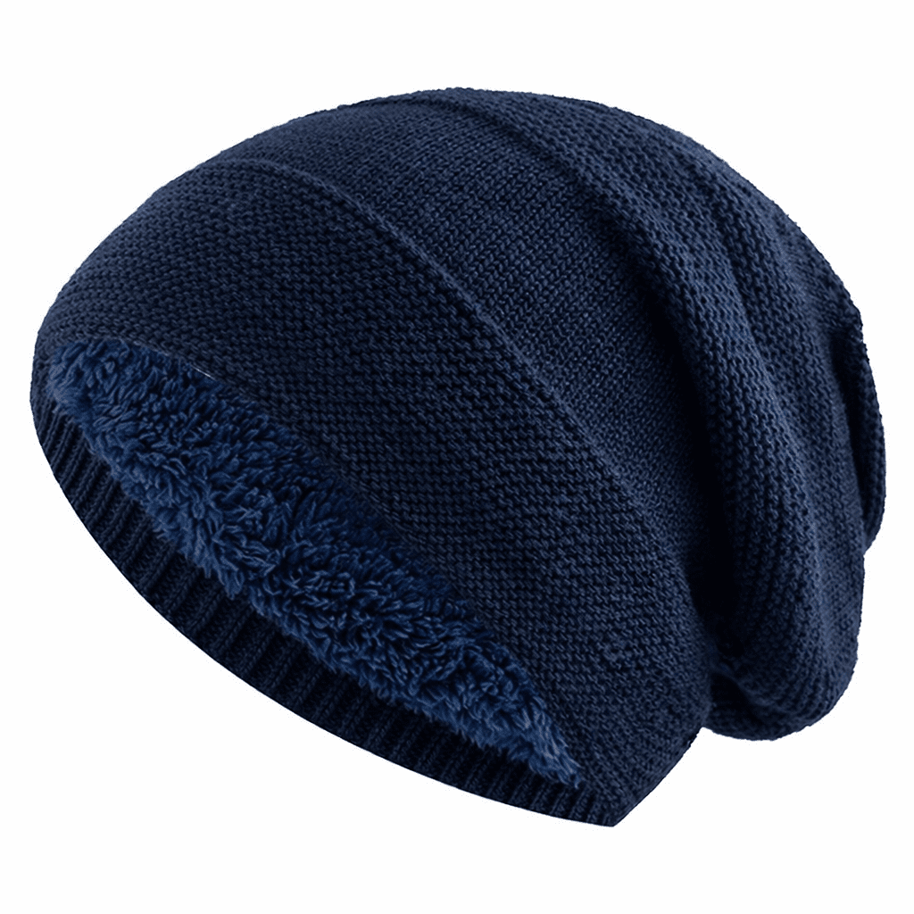 Slouchy Beanie Fleece-Lined Ribbed Cuff