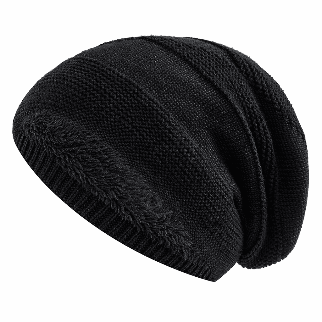 Slouchy Beanie Fleece-Lined Ribbed Cuff