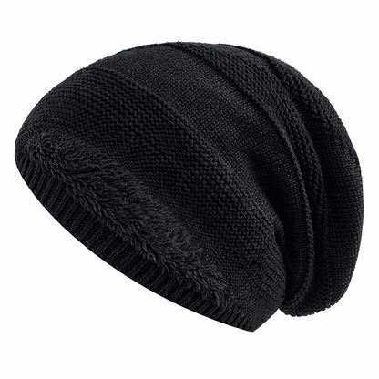 Slouchy Beanie Fleece-Lined Ribbed Cuff