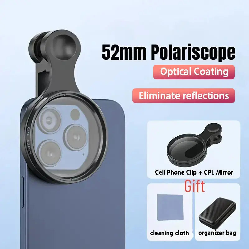 Smartphone Polarizing Filter Universal Clip-On Glass Optics