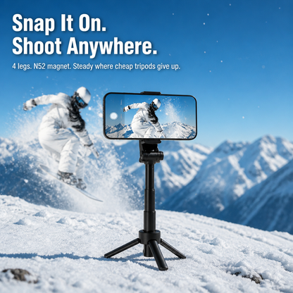 Smartphone Tripod Magnetic Mount Four-Leg Stability Bluetooth Remote