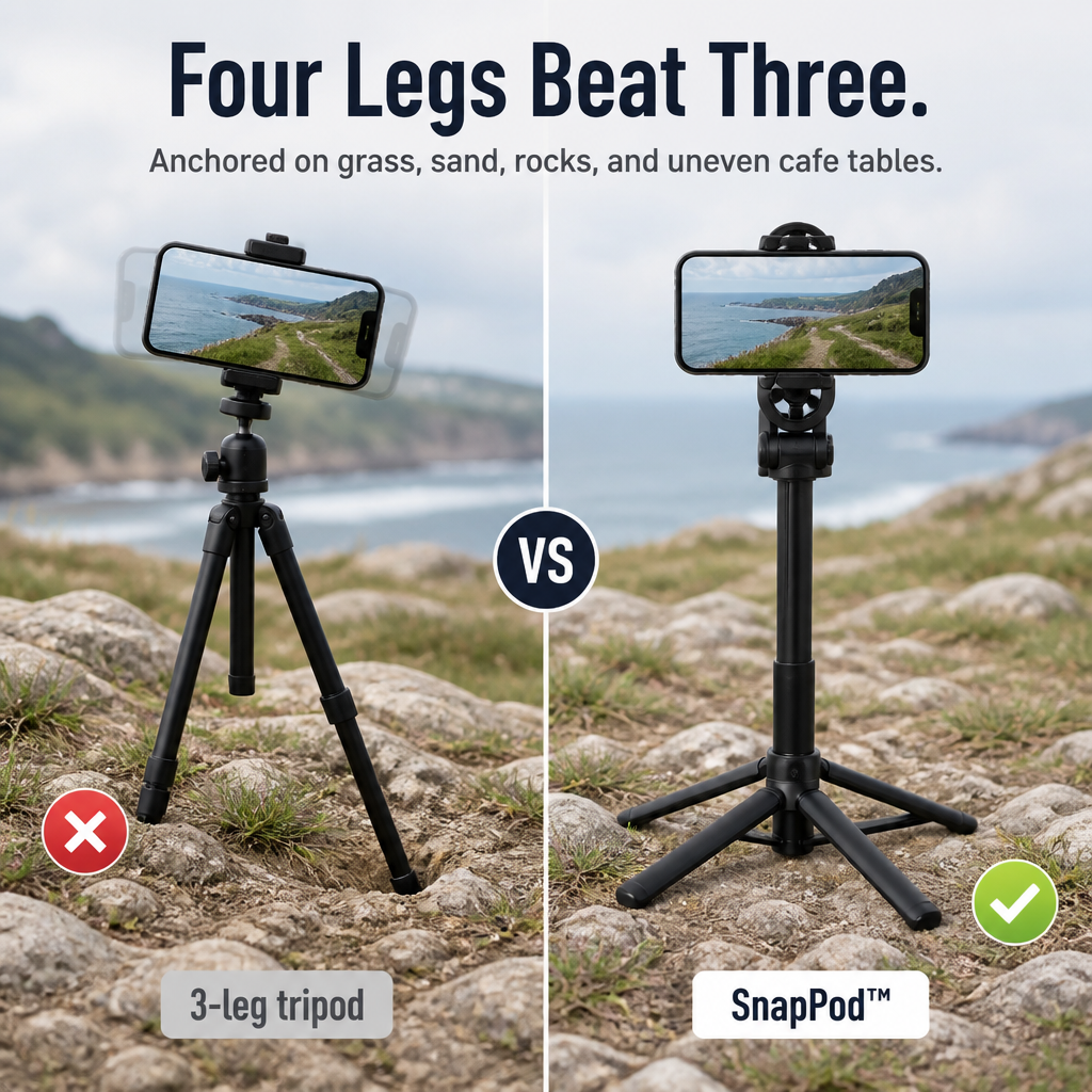 Smartphone Tripod Magnetic Mount Four-Leg Stability Bluetooth Remote