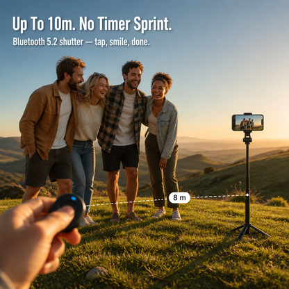 Smartphone Tripod Magnetic Mount Four-Leg Stability Bluetooth Remote