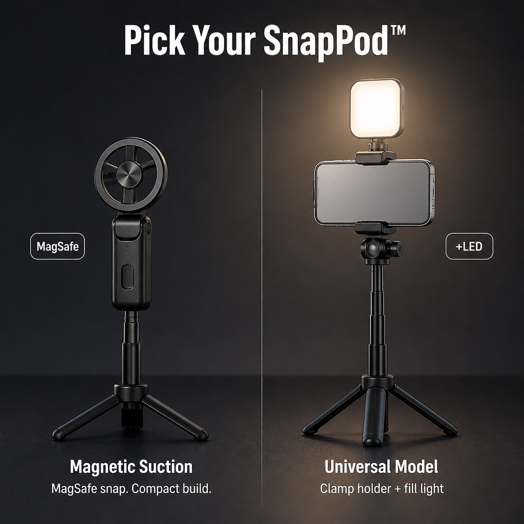 Smartphone Tripod Magnetic Mount Four-Leg Stability Bluetooth Remote