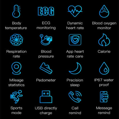 Smartwatch ECG Heart Rate & Blood Pressure Monitoring Sleep Tracking USB Charging