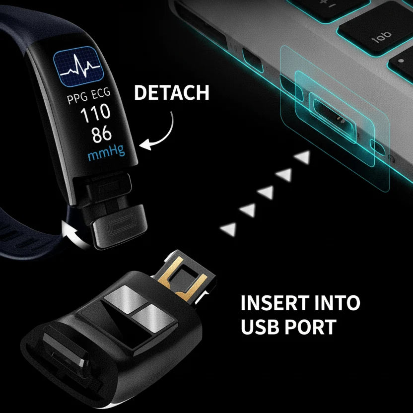 Smartwatch ECG Heart Rate & Blood Pressure Monitoring Sleep Tracking USB Charging