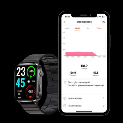 Smartwatch Needle-Free Blood Sugar Tracking App Connectivity