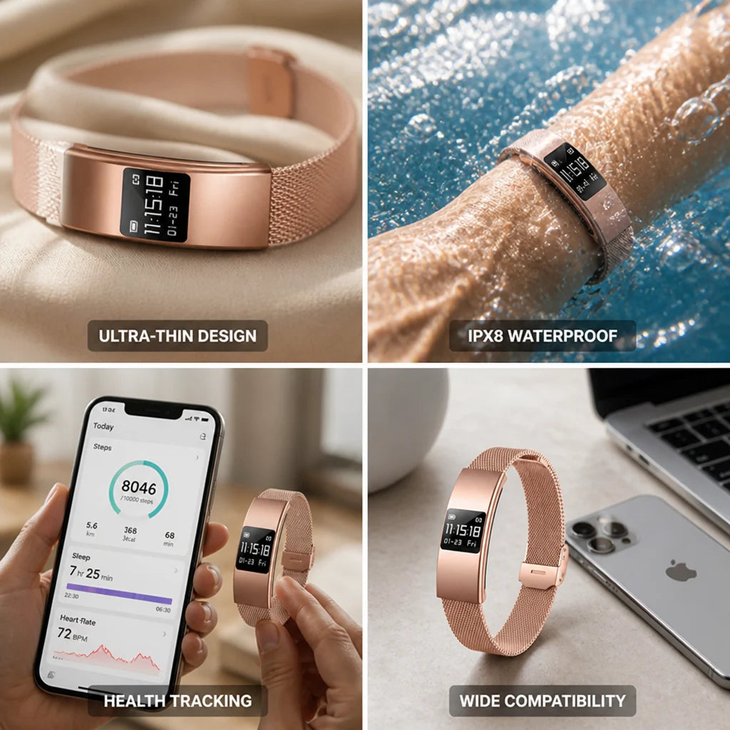 Smartwatch Ultra-Thin IPX8 Waterproof Activity & Health Tracking
