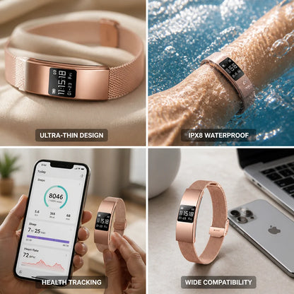 Smartwatch Ultra-Thin IPX8 Waterproof Activity & Health Tracking