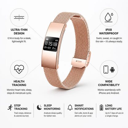 Smartwatch Ultra-Thin IPX8 Waterproof Activity & Health Tracking