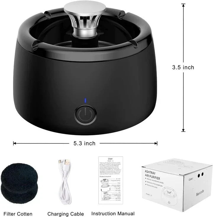 Smokeless Ashtray Activated Carbon Filter Rechargeable 5-Hour Battery