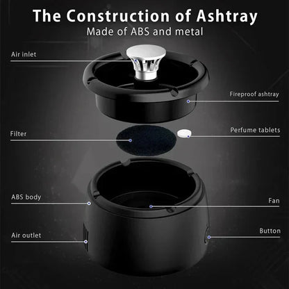 Smokeless Ashtray Activated Carbon Filter Rechargeable 5-Hour Battery