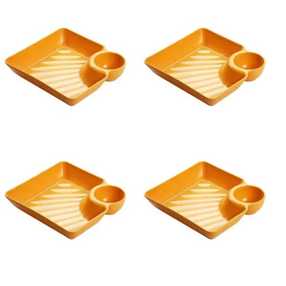 Snack & Dip Plate Integrated Sauce Compartment Spill-Proof